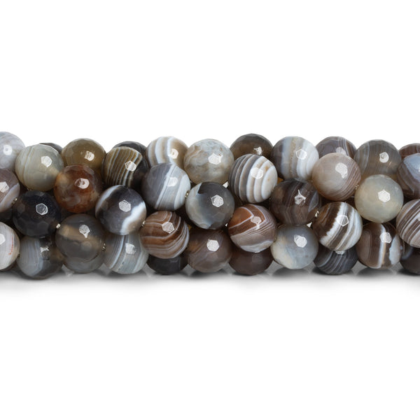 8mm Botswana Agate Faceted Rounds 15 inch 48 beads