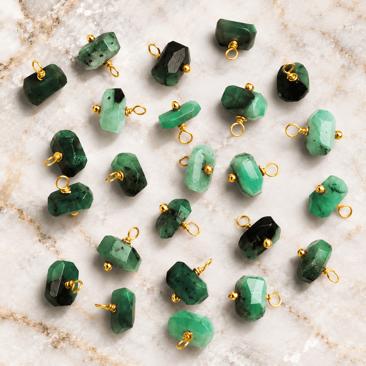 8mm Brazilian Emerald Wire-Wrapped Nugget Pendants 4 Beads - The Bead Traders
