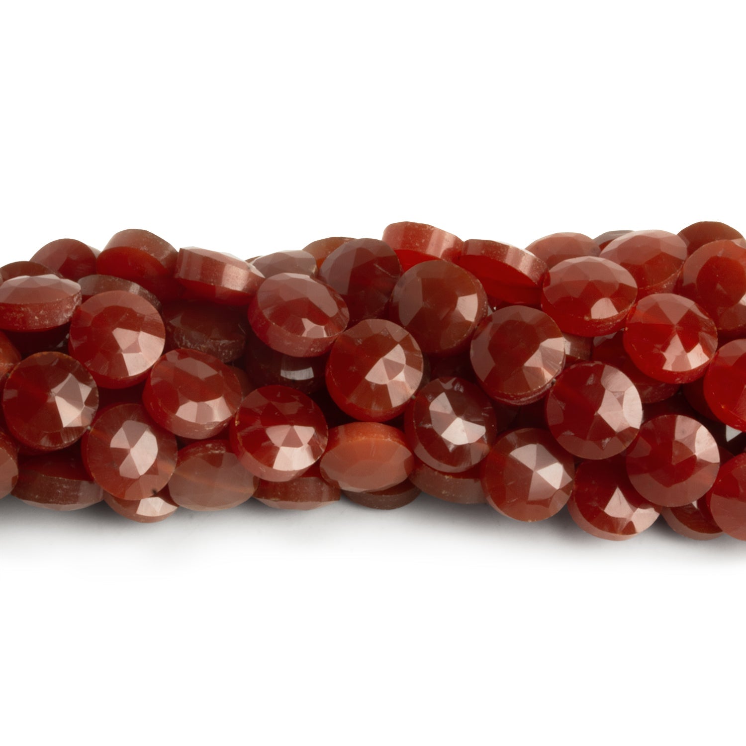 8mm Carnelian Faceted Coins 7.5 inch 23 beads - The Bead Traders