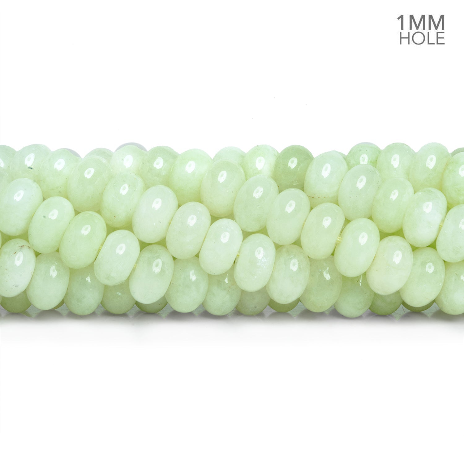 8mm Celadon Chalcedony Large Hole Rondelles 15 inch 77 beads - The Bead Traders