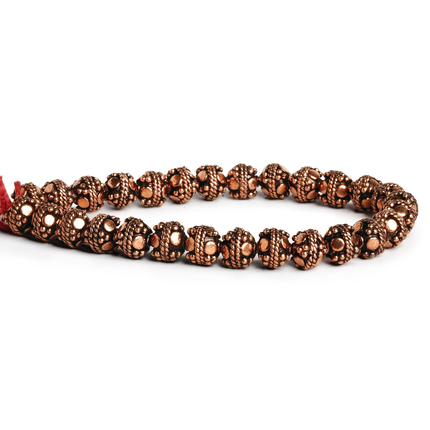 8mm Copper Decorated Rounds 8 inch 28 beads - The Bead Traders
