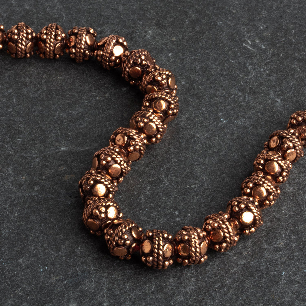 8mm Copper Decorated Rounds 8 inch 28 beads - The Bead Traders
