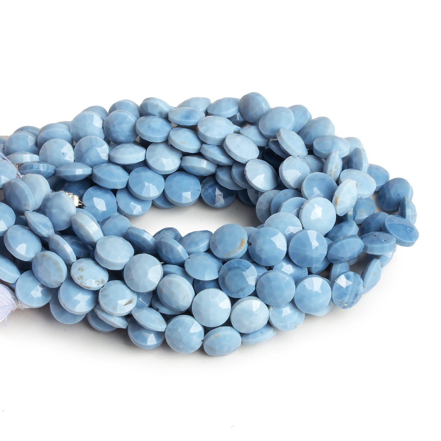 8mm Denim Opal Faceted Coins 7.5 inch 23 beads - The Bead Traders