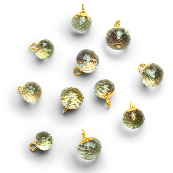 8mm Gold Leafed Prasiolite Faceted Candy Kiss Pendant 1 Bead