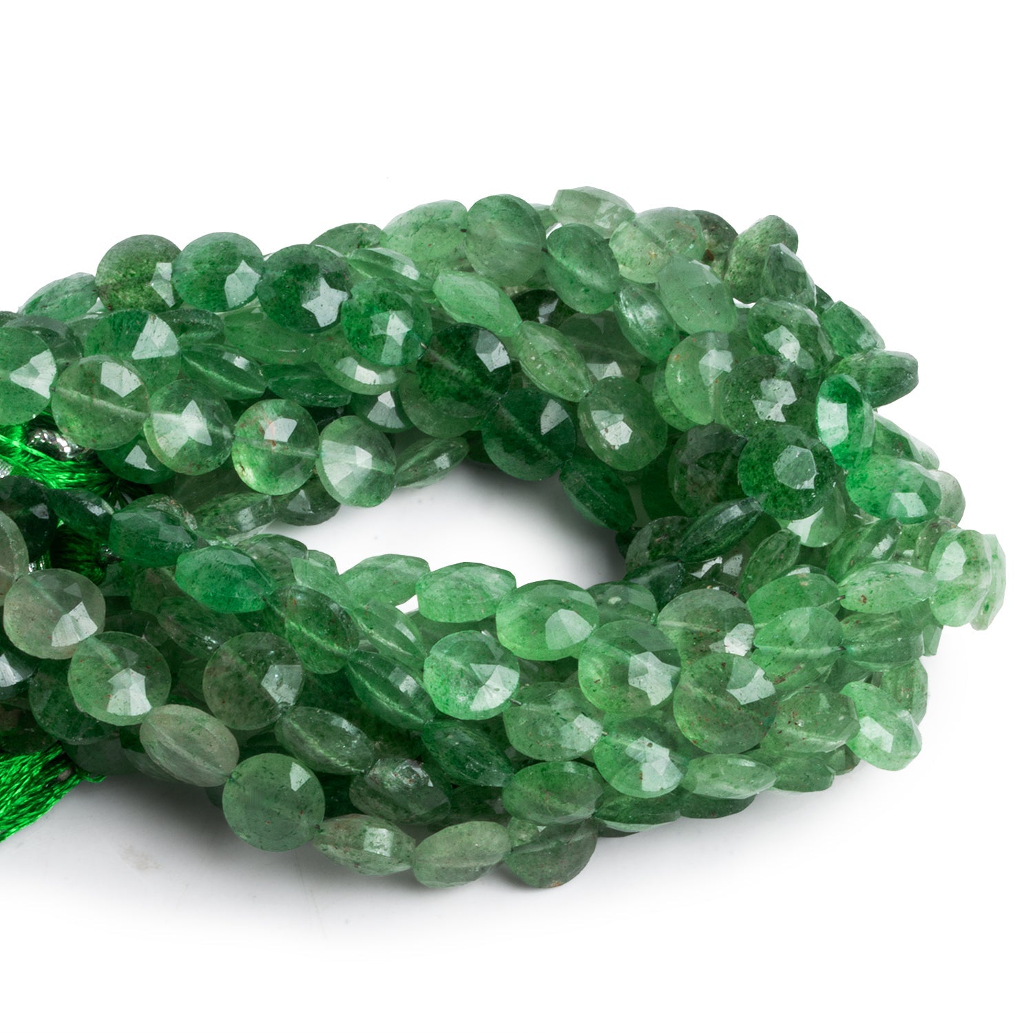 8mm Green Aventurine Faceted Coins 7.5 inch 23 beads - The Bead Traders