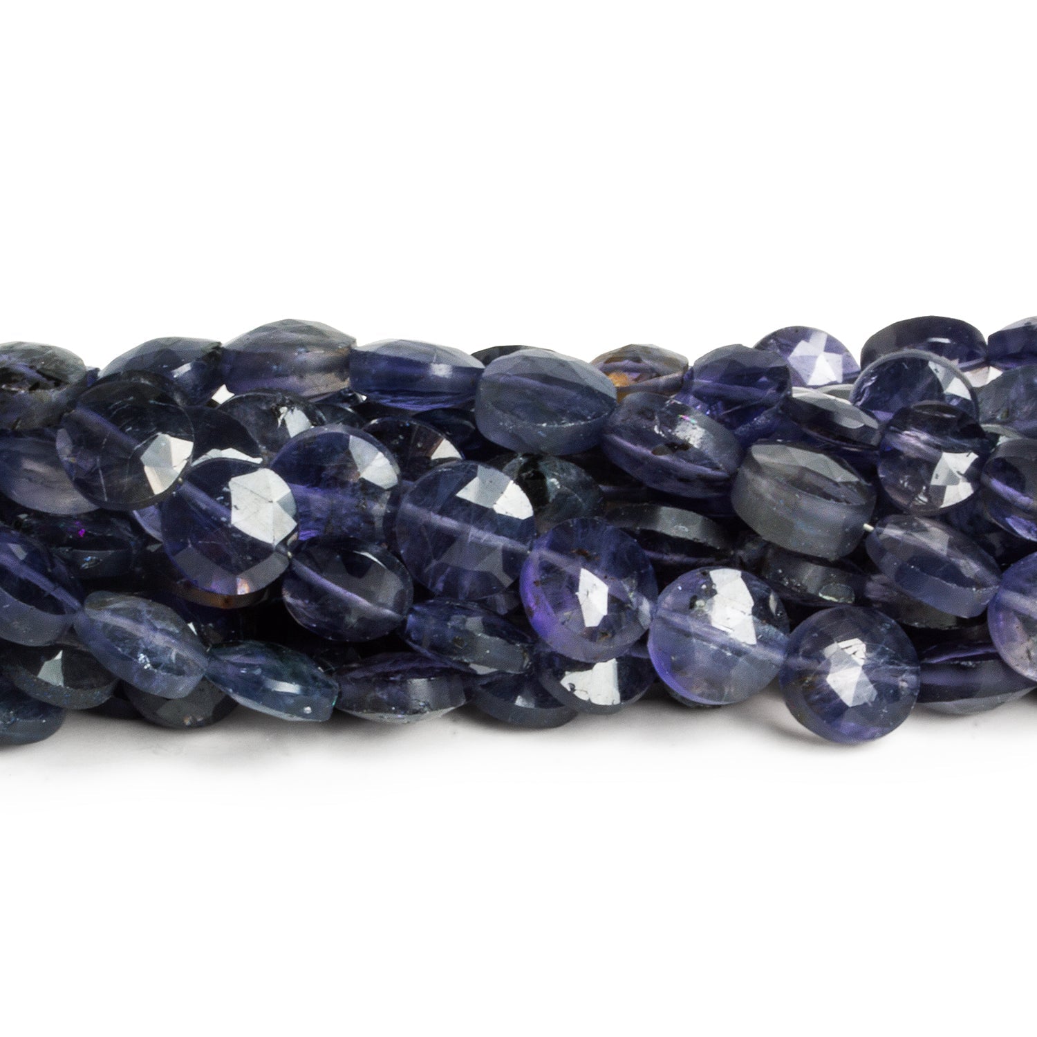 8mm Iolite Faceted Coins 7.5 inch 23 beads - The Bead Traders