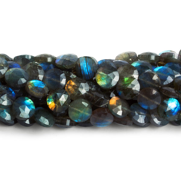 8mm Labradorite Faceted Coins 7.5 inch 23 beads