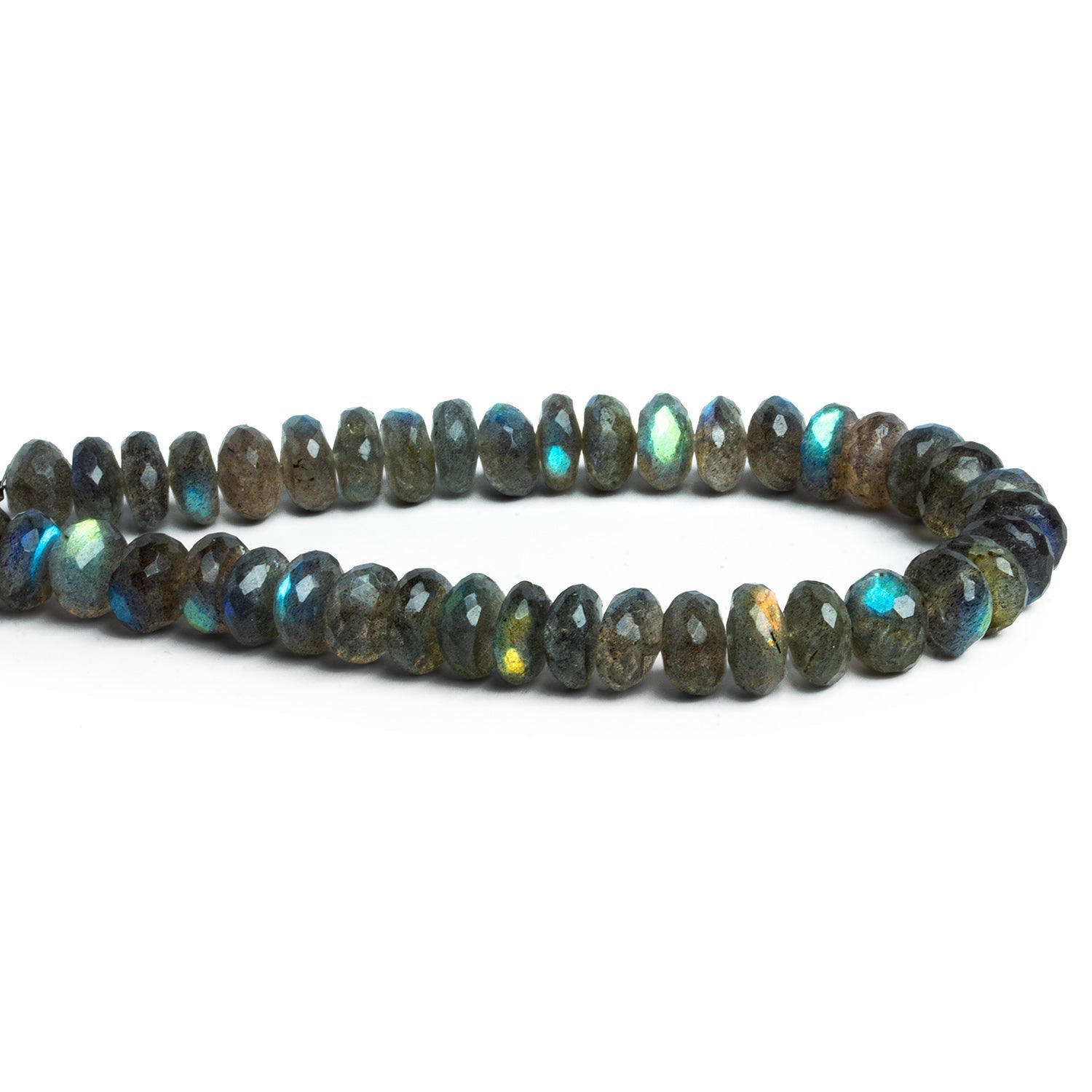 8mm Labradorite Faceted Rondelles 8 inch 40 beads - The Bead Traders