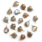 8mm Light Chocolate Moonstone Wire-Wrapped Triangle Pendants 4 Beads - The Bead Traders