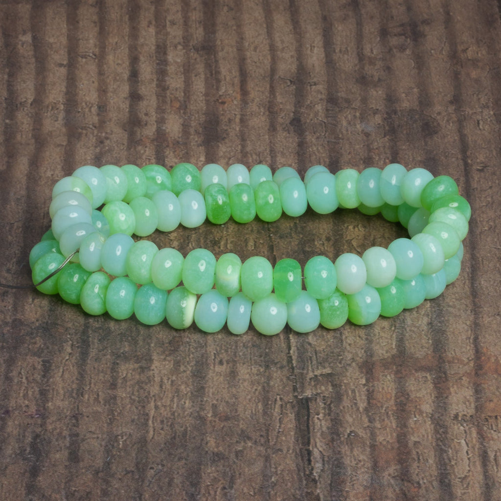 8mm Mint Green Opal Plain Rondelles 16 inch 65 beads - The Bead Traders