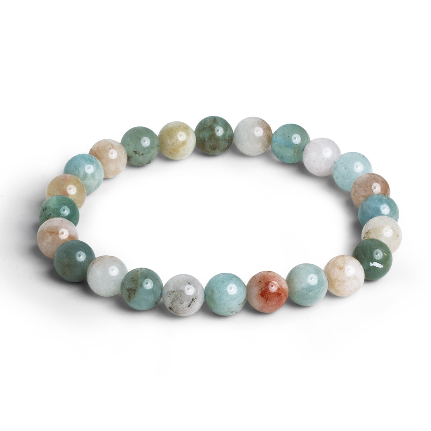 8mm Multi Beryl Plain Rounds 23 beads - The Bead Traders