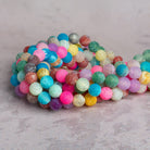 8mm Multicolor Matte Crackled Agate Plain Rounds 14 inch 45 beads - The Bead Traders
