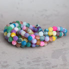 8mm Multicolor Matte Crackled Agate Plain Rounds 14 inch 45 beads - The Bead Traders