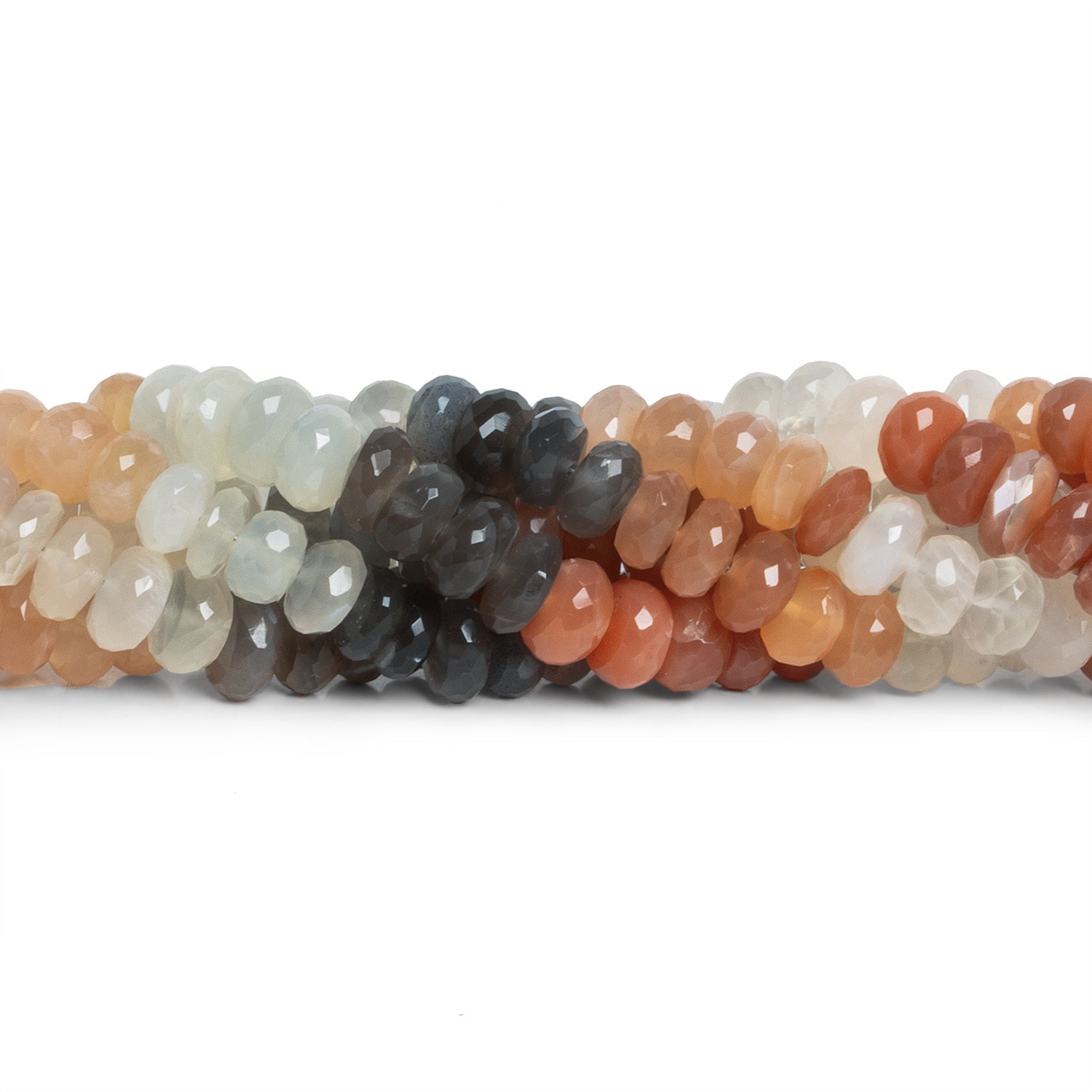 8mm Multicolor Moonstone Faceted Rondelles 18 inch 105 beads - The Bead Traders