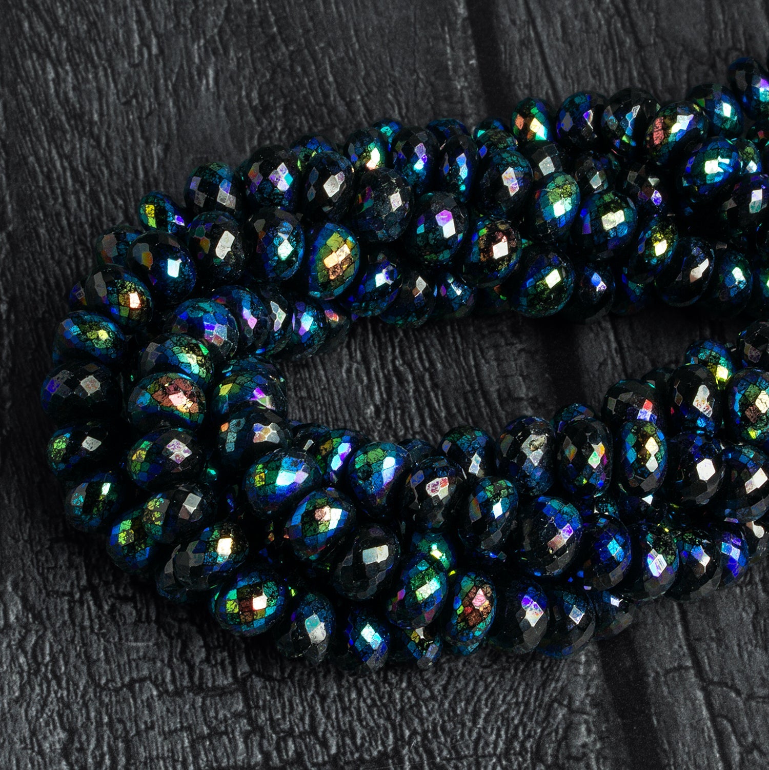 8mm Mystic Black Spinel Faceted Rondelles Set of 10 Beads - The Bead Traders