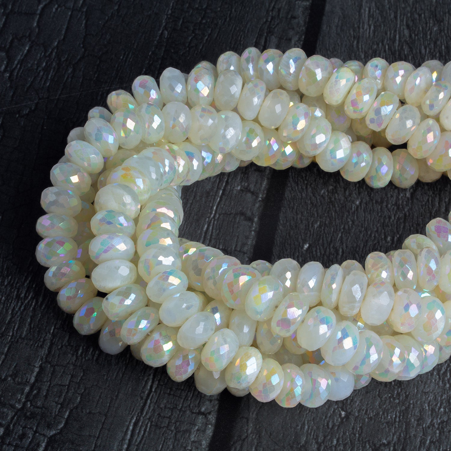 8mm Mystic Moonstone Faceted Rondelles Set of 10 Beads - The Bead Traders