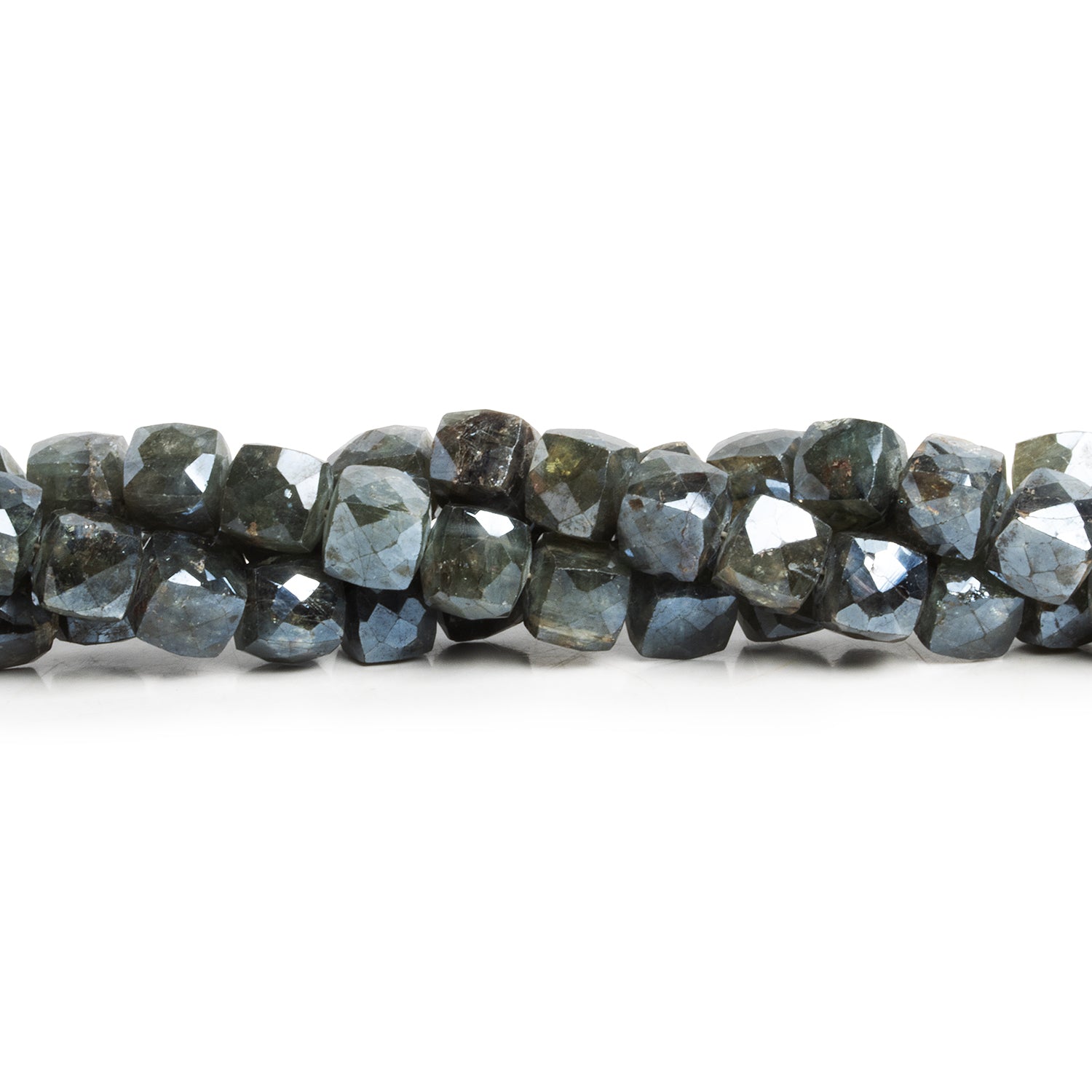 8mm Mystic Moss Aquamarine Cubes 7.5 inch 27 beads - The Bead Traders