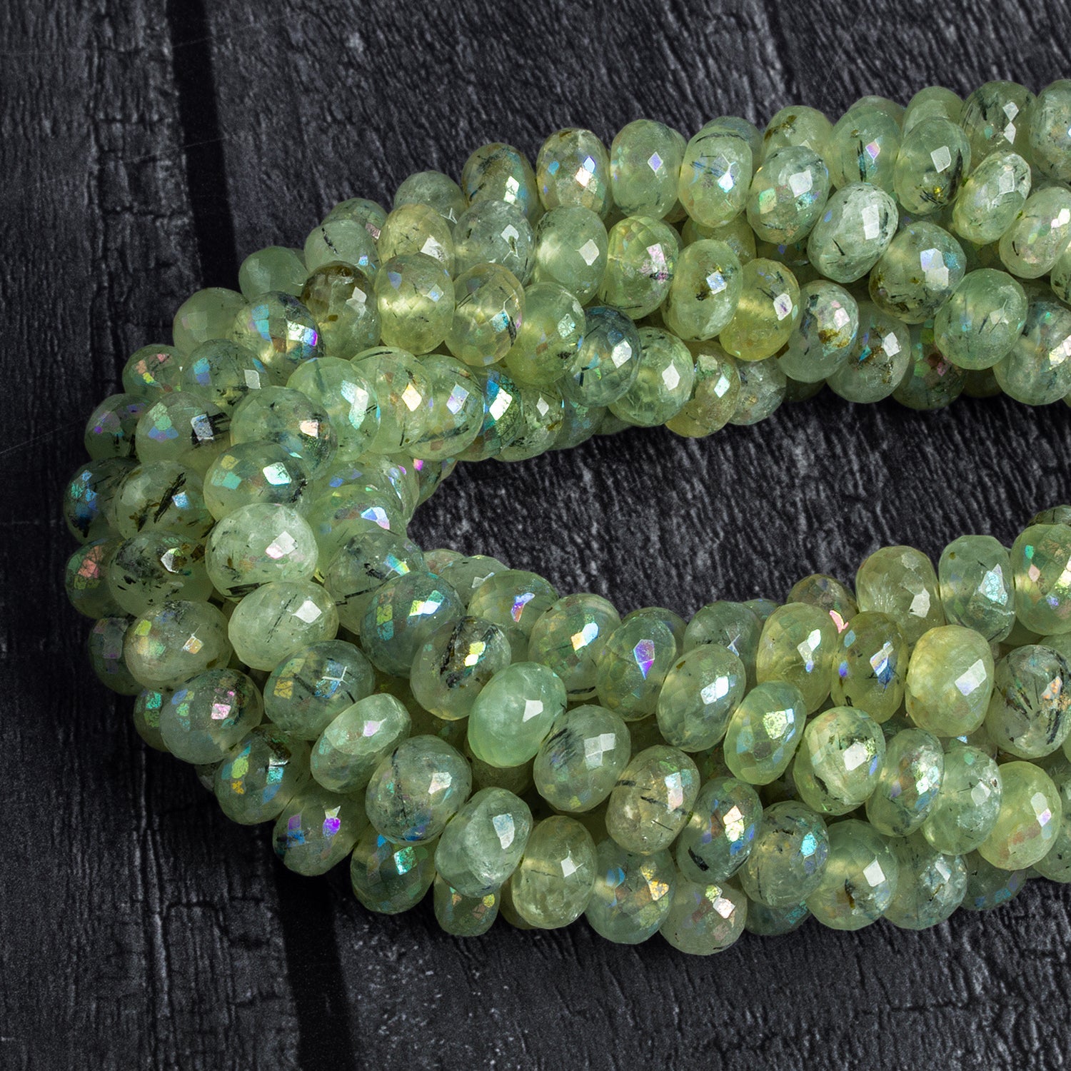 8mm Mystic Prehnite Faceted Rondelles Set of 10 Beads - The Bead Traders