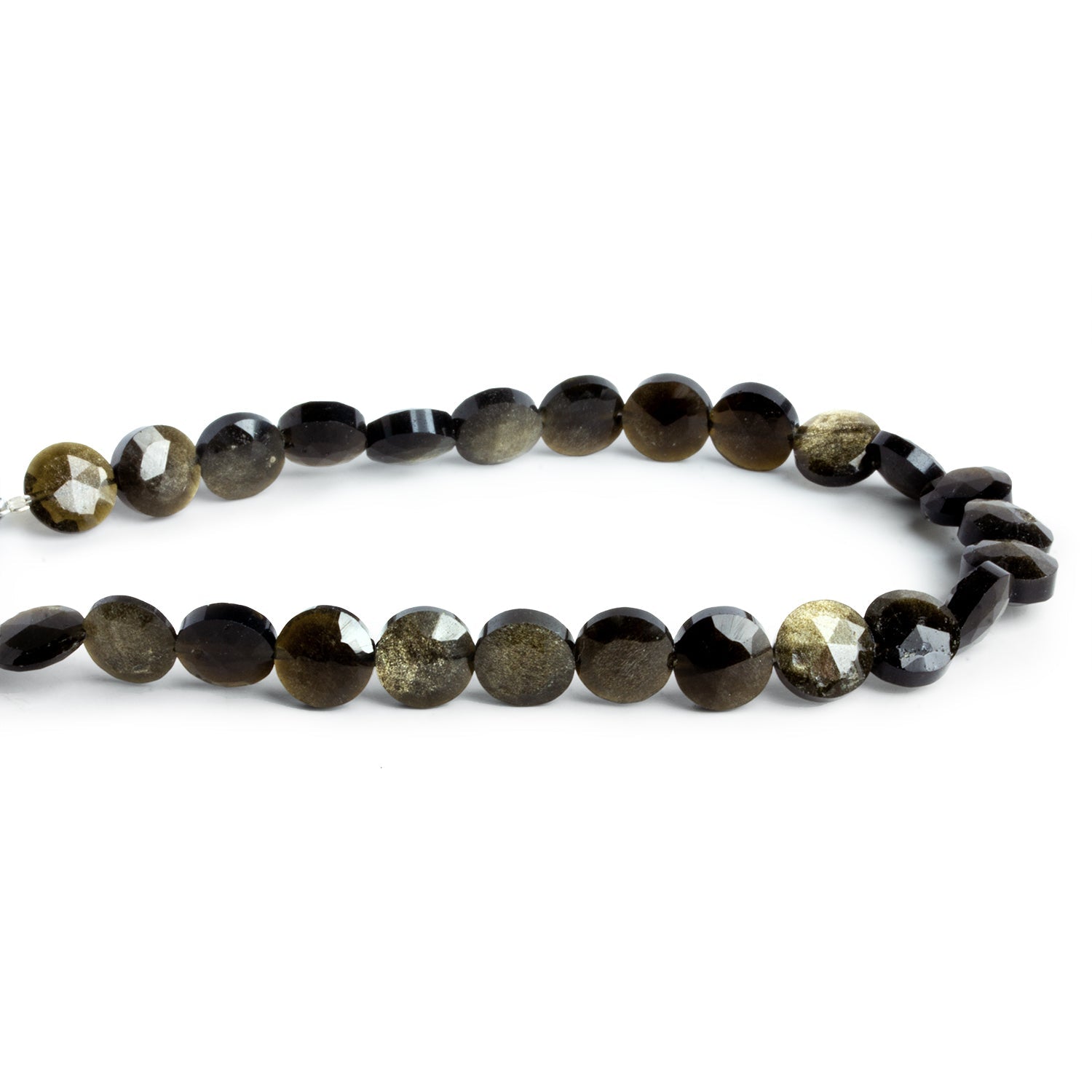 8mm Obsidian Faceted Coins 7.5 inch 23 beads - The Bead Traders