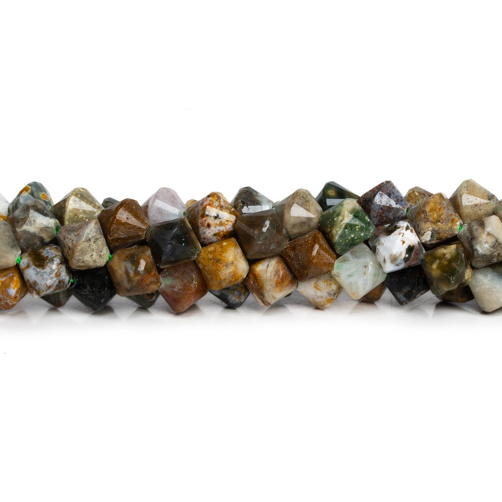 8mm Ocean Jasper Faceted Bicones 15 inch 48 beads - The Bead Traders