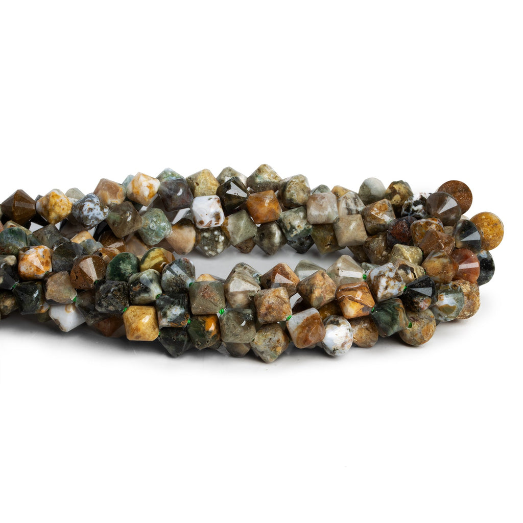 8mm Ocean Jasper Faceted Bicones 15 inch 48 beads - The Bead Traders