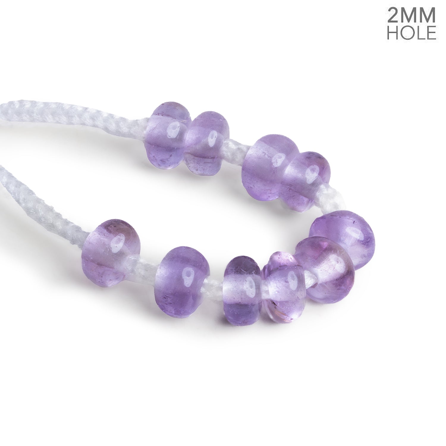 8mm Pink Amethyst Plain Rondelle 2mm Large Hole 10 Beads - The Bead Traders