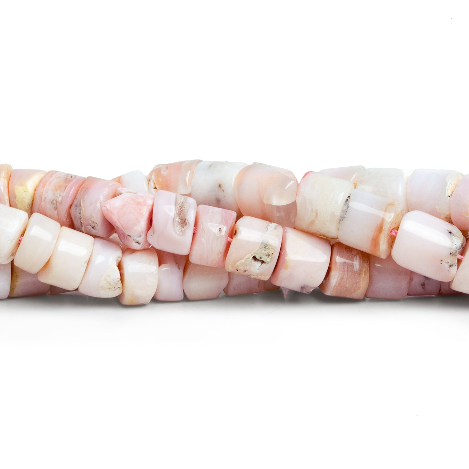 8mm Pink Peruvian Opal Plain Heishis 16 inch 55 beads - The Bead Traders