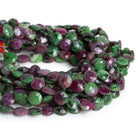 8mm Ruby in Zoisite Faceted Coins 7.5 inch 23 beads - The Bead Traders