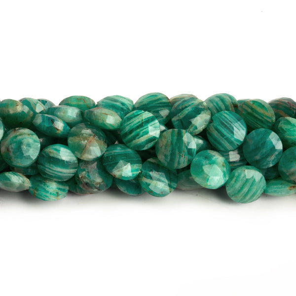 8mm Russian Amazonite Faceted Coins 7.5 inch 23 beads