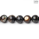 8mm Russian Black Tourmaline in Muscovite Rounds 15 inch 48 beads - The Bead Traders