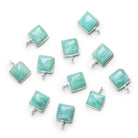 8mm Silver Bezeled Amazonite Square Pendant 1 Bead - The Bead Traders