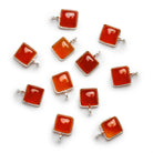 8mm Silver Bezeled Carnelian Square Pendant 1 Bead - The Bead Traders