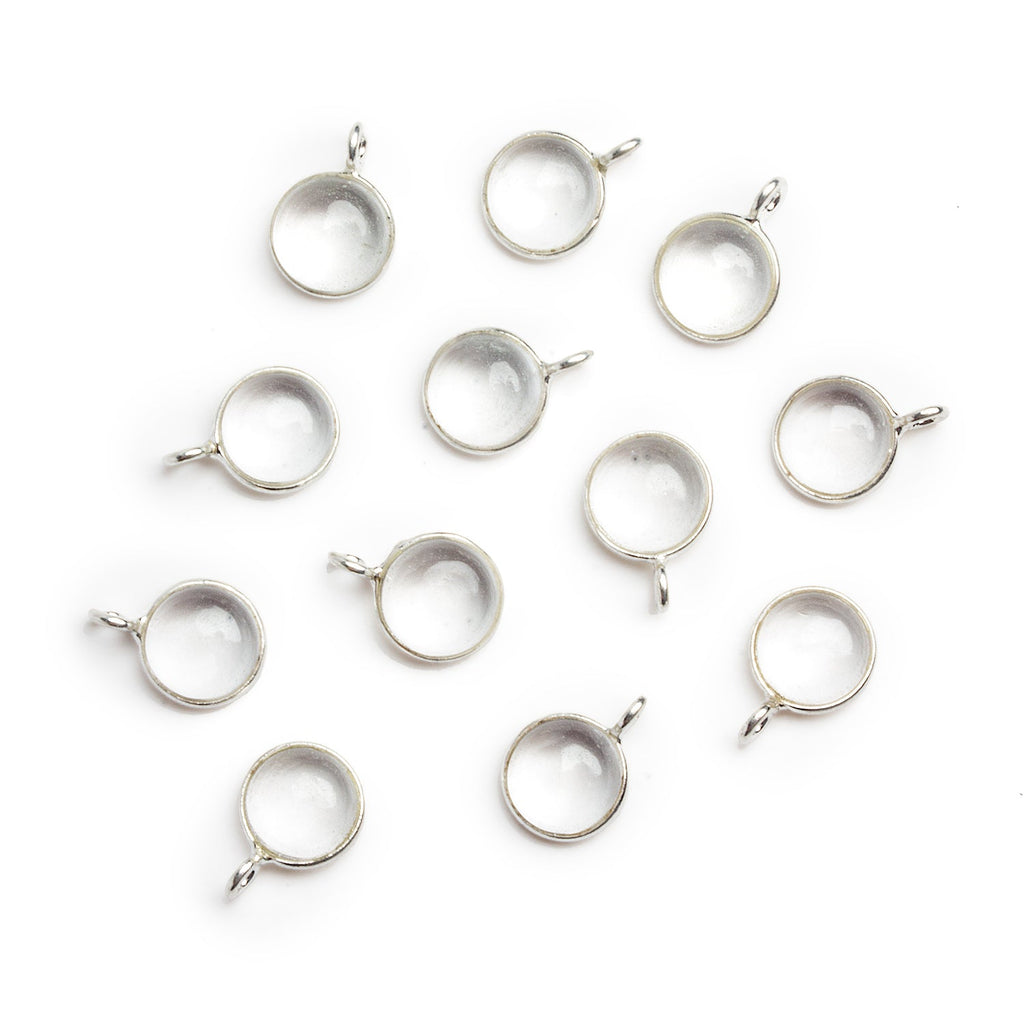 8mm Silver Bezeled Crystal Quartz Calibrated Coin Pendant 1 Bead - The Bead Traders