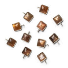 8mm Silver Bezeled Feldspar Square Pendant 1 Bead - The Bead Traders