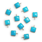8mm Silver Bezeled Howlite Square Pendant 1 Bead - The Bead Traders