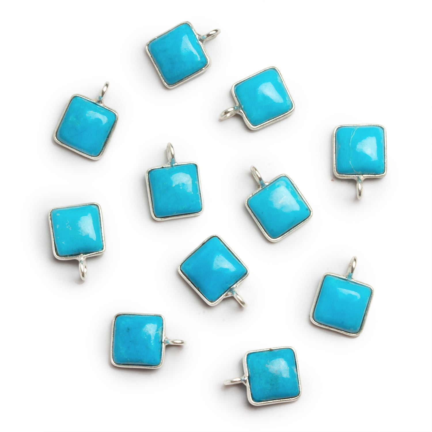 8mm Silver Bezeled Howlite Square Pendant 1 Bead - The Bead Traders