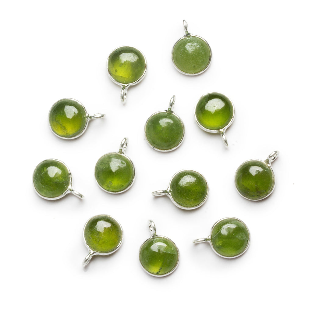 8mm Silver Bezeled Idocrase Calibrated Coin pendant 1 Bead - The Bead Traders