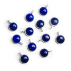 8mm Silver Bezeled Lapis Lazuli Calibrated Coin Pendant 1 Bead - The Bead Traders