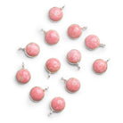 8mm Silver Bezeled Thulite Calibrated Coin Pendant 1 Bead - The Bead Traders