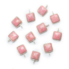 8mm Silver Bezeled Thulite Square Pendant 1 Bead - The Bead Traders