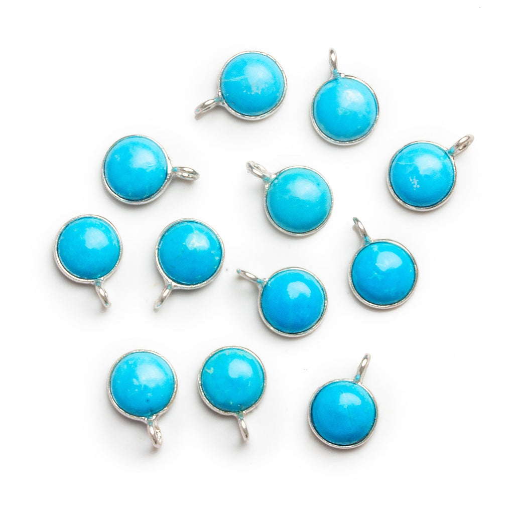 8mm Silver Bezeled Turquoise Howlite Calibrated Coin Pendant 1 Bead - The Bead Traders