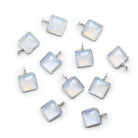 8mm Silver Bezeled White Chalcedony Square Pendant 1 Bead - The Bead Traders
