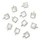 8mm Silver Bezeled White Moonstone Square Pendant 1 Bead - The Bead Traders