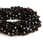 8mm Smoky Quartz Faceted Coins 7.5 inch 23 beads - The Bead Traders