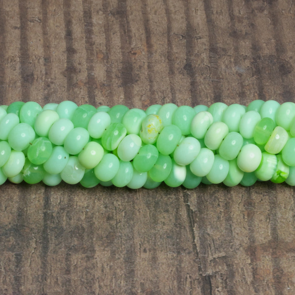 8mm Spring Green Opal Plain Rondelles 16 inch 75 beads - The Bead Traders