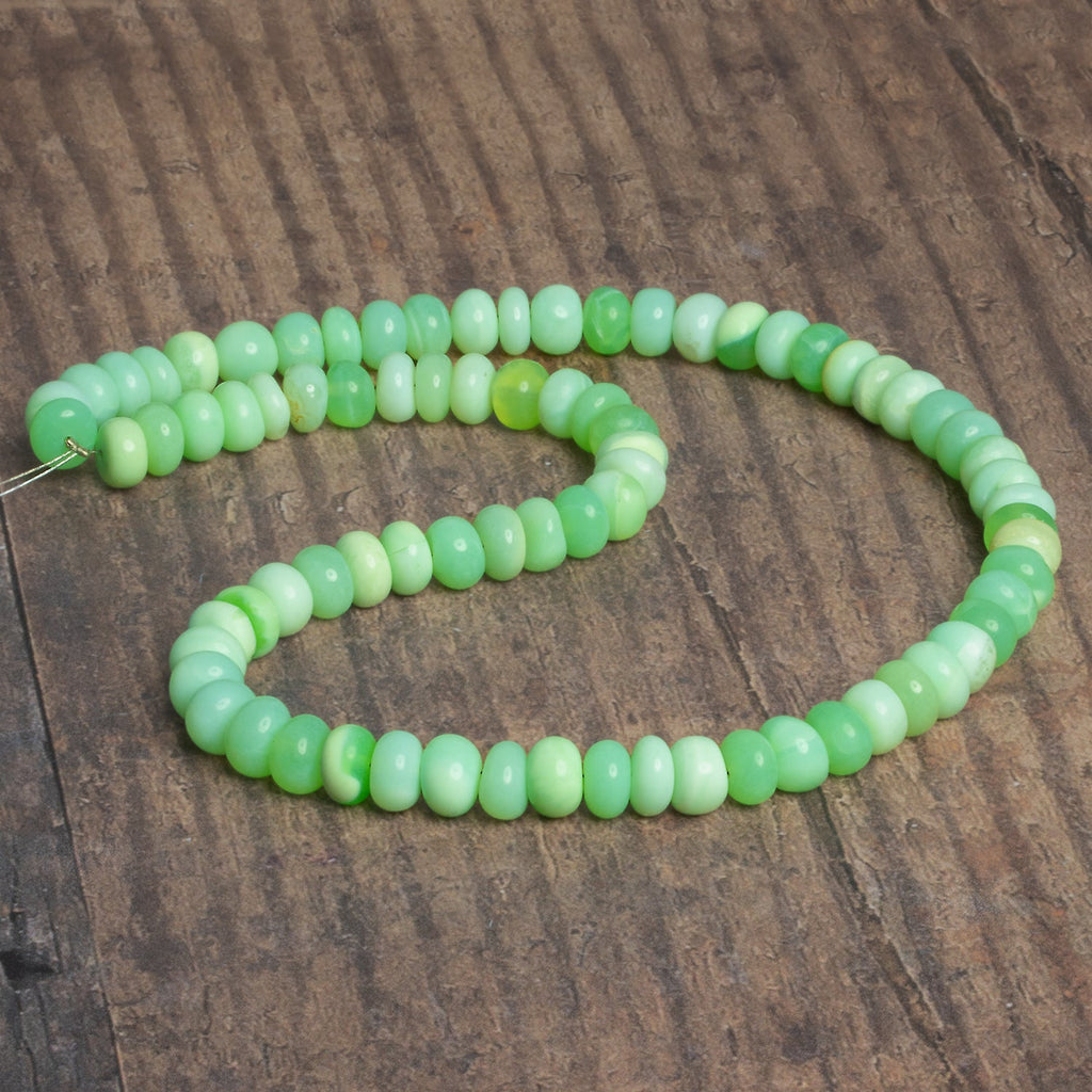 8mm Spring Green Opal Plain Rondelles 16 inch 75 beads - The Bead Traders