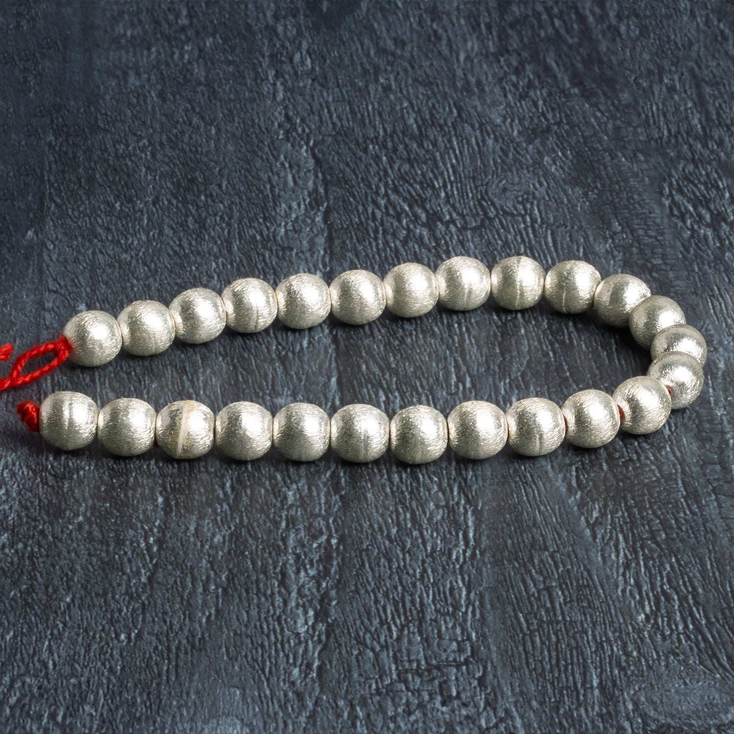 8mm Sterling Silver Plated Copper Brushed Rounds 8 inch 25 beads - The Bead Traders