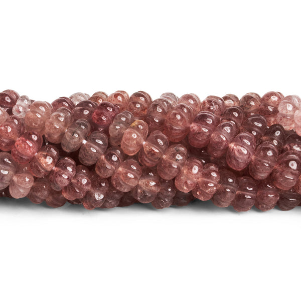 8mm Strawberry Quartz Carved Melons 18 inch 90 beads