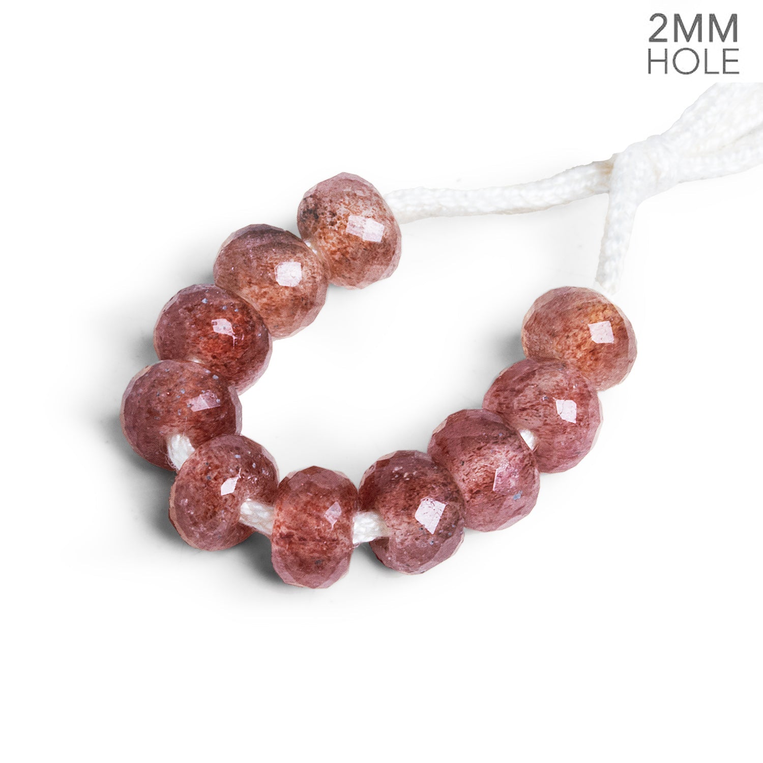 8mm Strawberry Quartz Rondelles 2mm Large Drill Hole 10 Beads - The Bead Traders