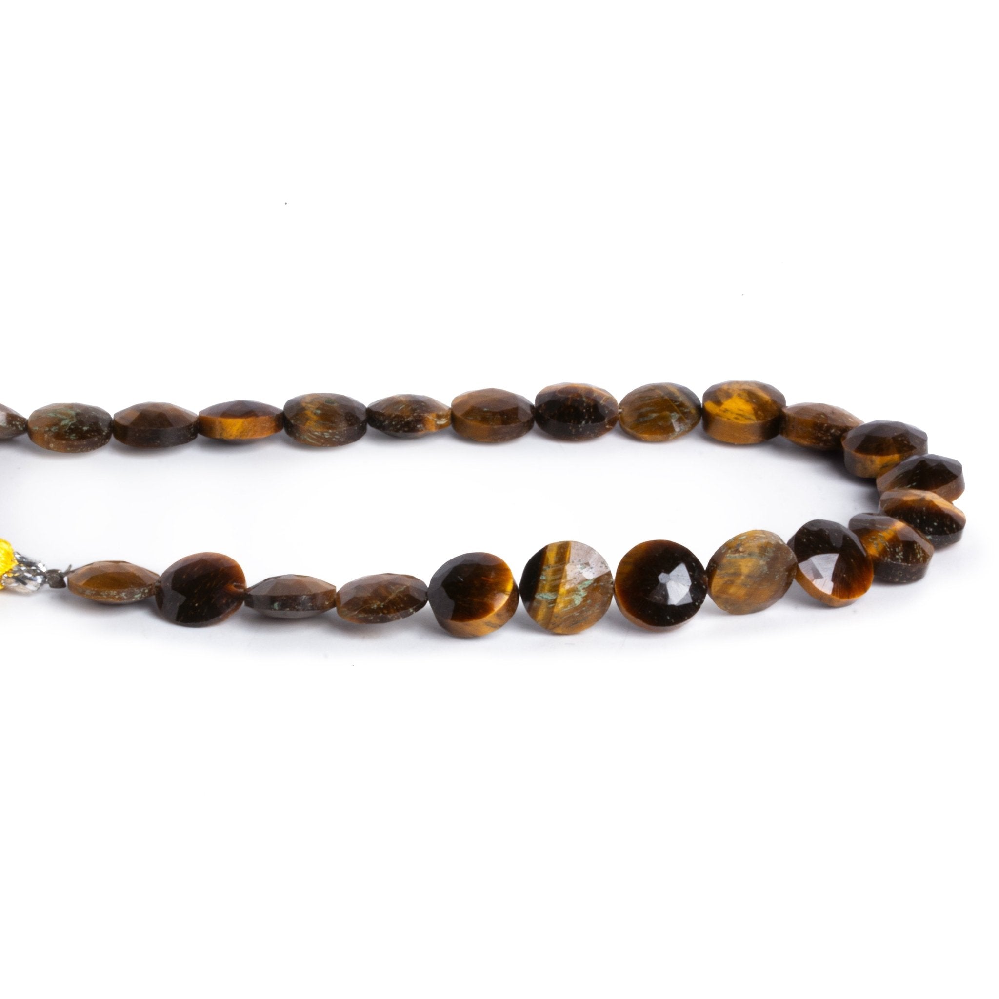 8mm Tiger's Eye Faceted Coins 7.5 inch 23 beads - The Bead Traders